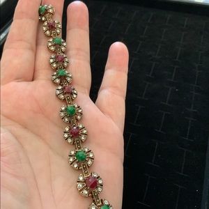 Vintage Bracelet with red,white & green stones.links can be adjusted.